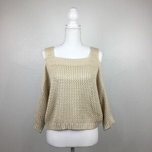 𝅺BISHOP & Young Open Weave Cold Shoulder Sweater - Size Small